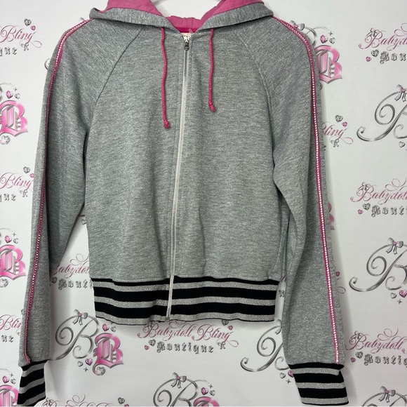 R T school sparkly rhinestone sweater bling line down arms sparkly all over y2k - Picture 7 of 13